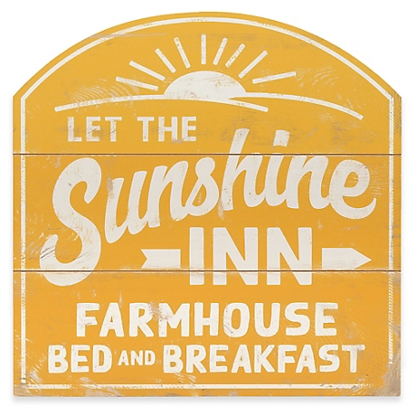 Open Road Brands Sunshine Inn Bed and Breakfast Wood Wall Decor, 18.25 in. x 18.25 in. x 0.375 in.