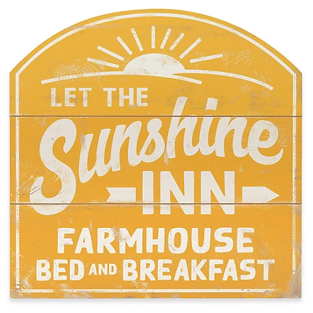 Open Road Brands Sunshine Inn Bed and Breakfast Wood Wall Decor, 18.25 in. x 18.25 in. x 0.375 in.