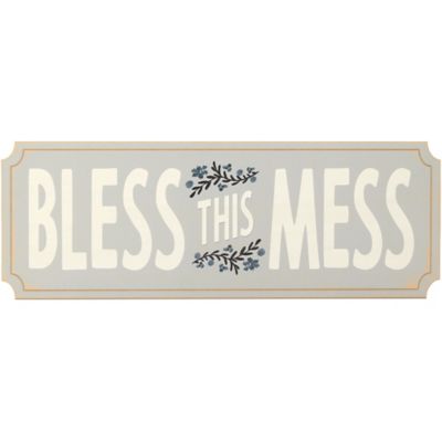 Creative Market Bless This Mess Wood Wall Decor, 24.5 in. x 8.75 in. x ...