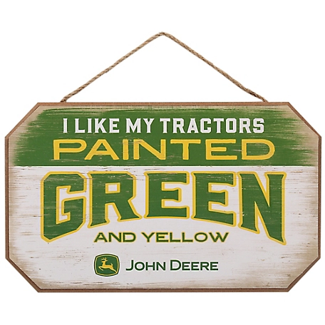 John Deere I Like My Tractors Green and Yellow Hanging Wood Wall Decor, 8.25 in. x 5.5 in. x 0.25 in.