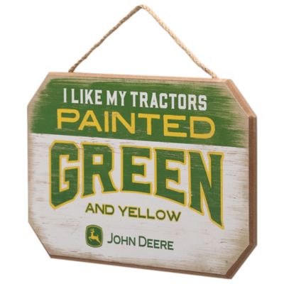 Image showing  I Like My Tractors Green and Yellow Hanging Wood Wall Decor, 8.25 in. x 5.5 in. x 0.25 in.