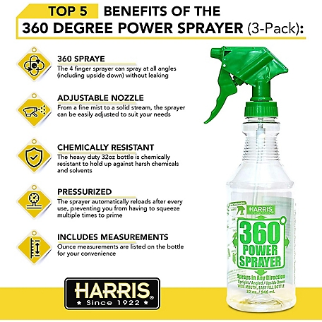 Harris Chemically Resistant Spray Bottles, 32 fl. oz. (3-Pack