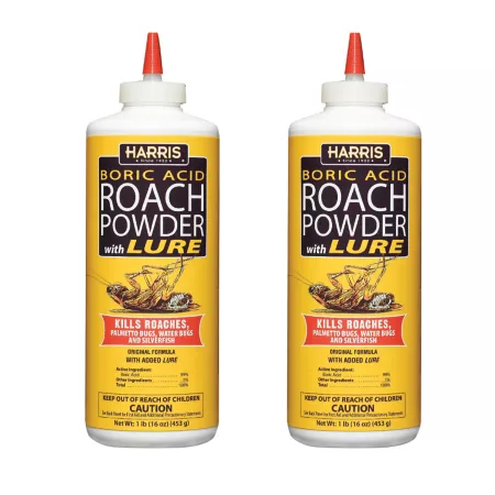 Harris 32 oz Boric Acid Cockroach Powder Pack of 2 Animal & Rodent Bait