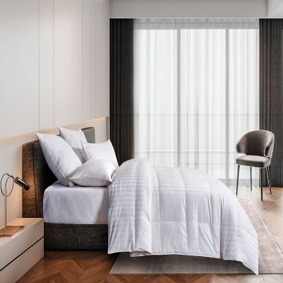 Image showing  All-Season Cotton Damask Stripe Down Comforter