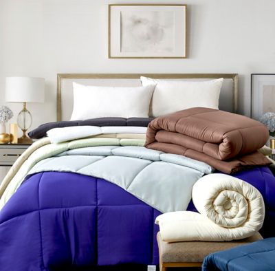 Image showing 3 th Blue Ridge Home Fashions All-Season Microfiber Color Reversible Down Alternative Comforter