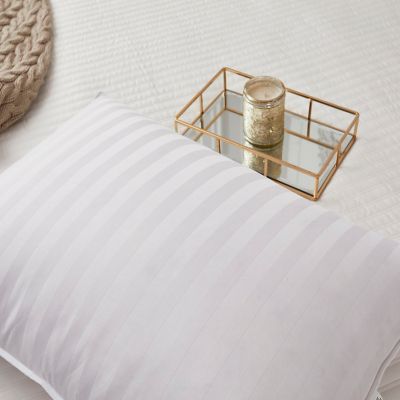 Image showing  Cotton Damask Stripe Down Pillow, King, Medium Firm, 500 Thread Count