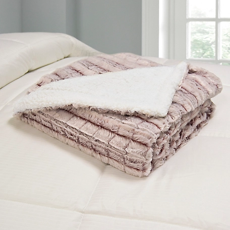 Blue Ridge Home Fashions Micromink and Sherpa Reversible Throw Blanket