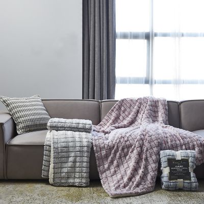 Image showing  Micromink and Sherpa Reversible Throw Blanket, 50 in. x 60 in.