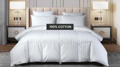 Image showing  All-Season Damask Stripe US Grown Cotton Hungarian Goose Down Comforter