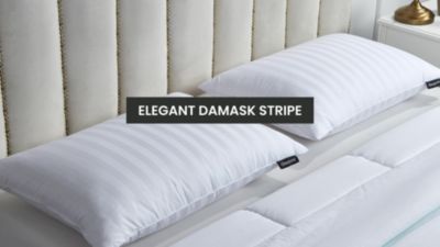 Image showing  Damask Stripe US Grown Cotton Softy-Around Goose Feather/Down Pillows, Jumbo, Medium Firm, 500 Thread Count, 2 pc.