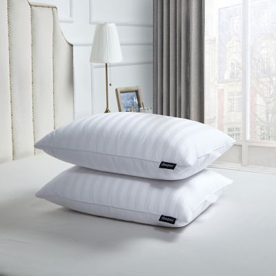 Beautyrest Damask Stripe US Grown Cotton Softy-Around Goose Feather and Down Pillows, King, Medium Firm, 500 Thread Count, 2 pc.