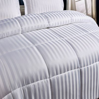 Image showing  Microfiber Damask Stripe and Solid Reversible Down Alternative Comforter Set, All Seasons