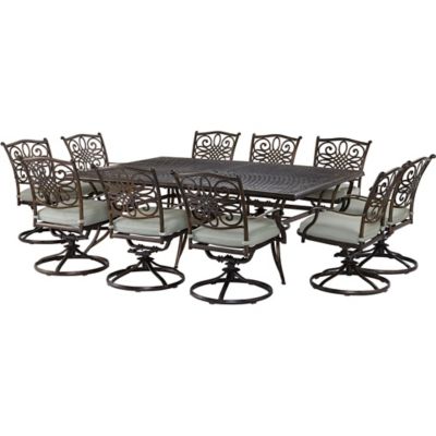 Agio 11 pc. Renditions Furniture Set, Includes 10 Swivel Rockers and Cast-Top Table, Featuring Sunbrella Fabric, Blue