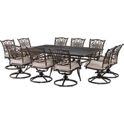 Agio 11 pc. Renditions Furniture Set, Includes 10 Swivel Rockers and Cast-Top Table, Featuring Sunbrella Fabric, Silver