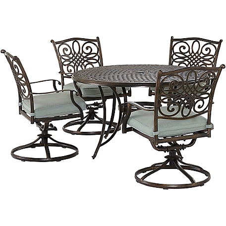 Agio 5 pc. Renditions Patio Set, Includes 4 Swivel Rockers and Cast-Top Table, Featuring Sunbrella Fabric, Blue