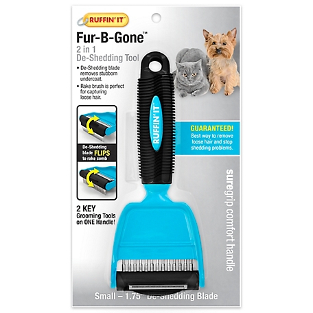 Ruffin' It Fur-B-Gone Pet Deshedding Tool, Great for Dogs and Cats, Small