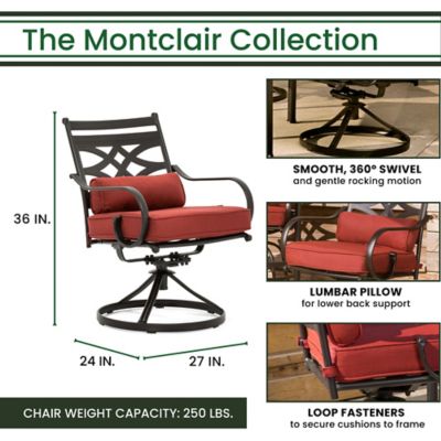 Image showing 1 th Hanover 11 pc. Montclair Dining Set, Includes 10 Swivel Rockers and 60 x 84in. Table, Chili Red