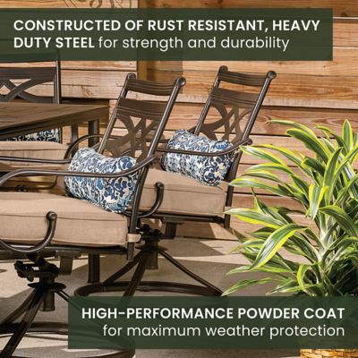 Image showing  Montclair 11 pc. Dining Set in Tan with 10 Swivel Rockers and a 60 in. x 84 in. Table, MCLRDN11PCSW10-TAN