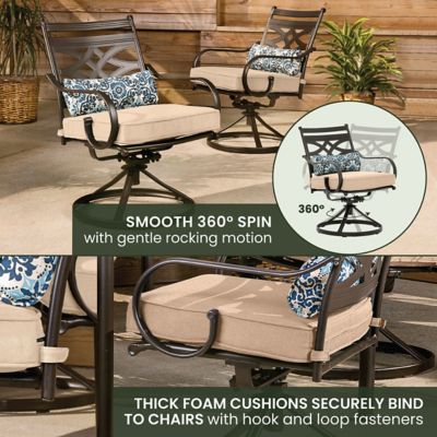 Image showing  Montclair 11 pc. Dining Set in Tan with 10 Swivel Rockers and a 60 in. x 84 in. Table, MCLRDN11PCSW10-TAN