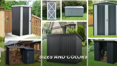 Image showing  Outdoor Wooden Storage Shed with Pitched Roof, 3 Shelves and Locking Latch, 3 x 2 x 6ft., Green
