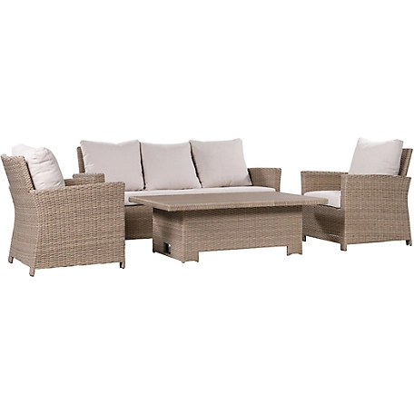 Mod Furniture 4 pc. Aiden Deep Seating Outdoor Conversation Set, Light Grey