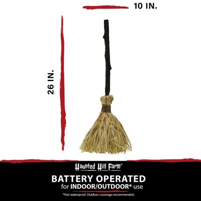 Image showing  26 in. Witch's Broomstick with Sound and Movement Halloween Animatronic