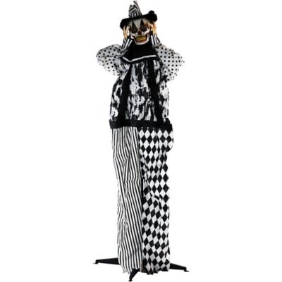 Haunted Hill Farm 5.75 ft. Animatronic Clown, Indoor/Outdoor Halloween Decoration, Red LED Eyes, Poseable, Tucker
