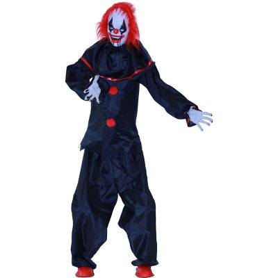 Haunted Hill Farm 5 ft. Animatronic Clown, Indoor/Outdoor Halloween Decoration, Red LED Eyes, Hell Raiser