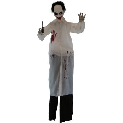 Haunted Hill Farm 5.75 ft. Indoor/Outdoor Snips the Laughing Doctor with Red LEDs Halloween Animatronic