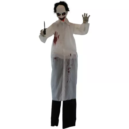 Haunted Hill Farm 5' Shears Laughing Animatronic Doctor Indoor/Outdoor Halloween Decor Red LED Eyes Decorative Outdoor Lighting