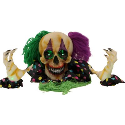 Haunted Hill Farm Groundbreaker Clown, Indoor/Covered Outdoor Halloween Decoration, Flashing Green Eyes, Battery Operated, Claw