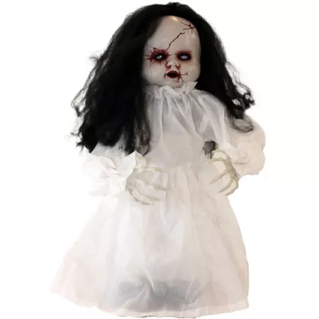 Haunted Hill Farm 2 Foot Lifeless Haunted Jumping Doll Indoor/Outdoor Halloween Decor Red LED Eyes Halloween Animatronics