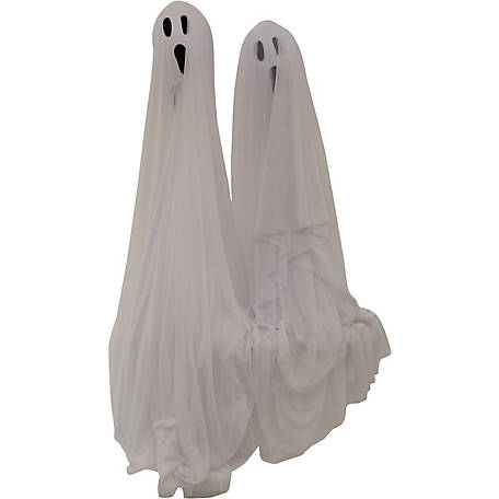 Haunted Hill Farm 4.17 ft. Ghost Stakes Set of 2 Waterproof, Indoor/Outdoor Halloween Decor, White LED Lights, Battery-Operated