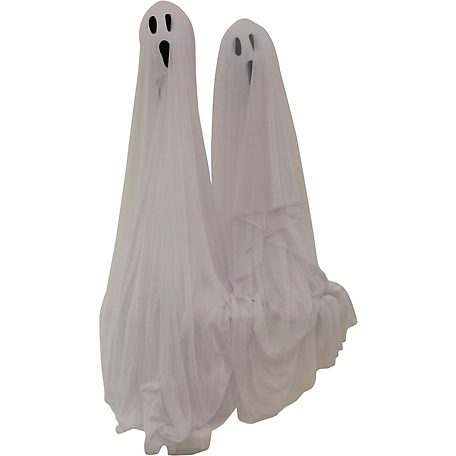 Haunted Hill Farm 4.17-ft. Ghost Stakes Set of 2 Waterproof, Indoor/Outdoor Halloween Decor, White LED Lights, Battery-Op