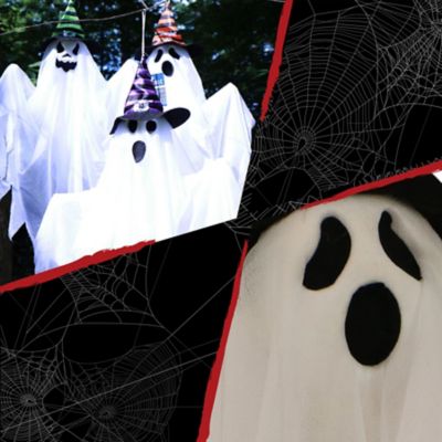 Haunted Hill Farm Hanging Ghosts, 3-Pack, Indoor/Outdoor Halloween Decoration