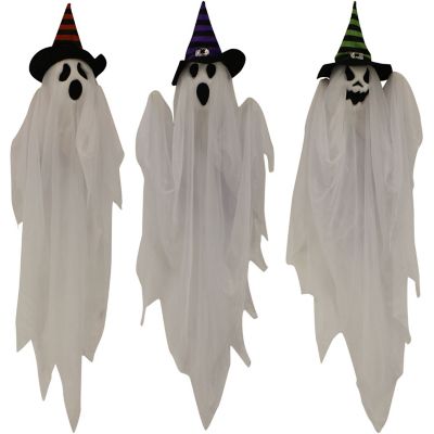 Haunted Hill Farm Hanging Ghosts, 3-Pack, Indoor/Outdoor Halloween Decoration