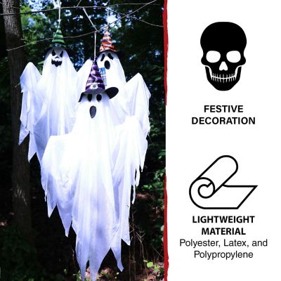Image showing  Set of 3 Hanging Ghosts, Indoor/Outdoor Halloween Decoration