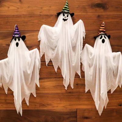 Image showing 5 th Haunted Hill Farm Set of 3 Hanging Ghosts, Indoor/Outdoor Halloween Decoration
