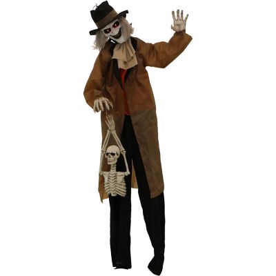 Haunted Hill Farm 5.25 ft. Jebediah Bones Gravekeeper Halloween Animatronic, Indoor/Outdoor Halloween Decoration, Red LED Eyes