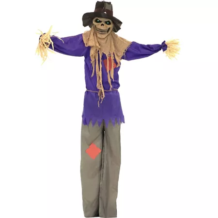 Haunted Hill Farm 5.83 ft Bates Standing Scarecrow Indoor/Outdoor Halloween Decor LED Green Eyes Articulated Indoor Standing Halloween Decor