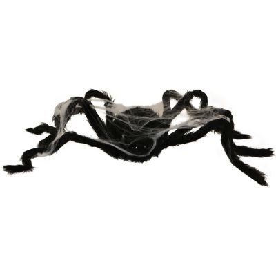 Haunted Hill Farm 2.5 ft. Indoor/Outdoor Poseable Spider with Web and LEDs Halloween Animatronic