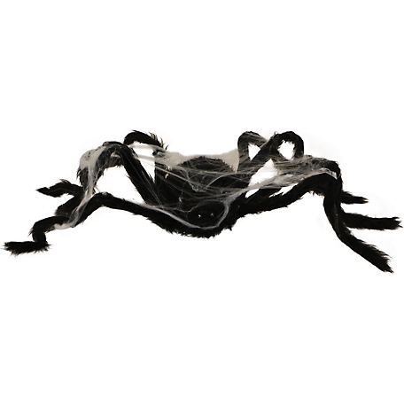Haunted Hill Farm 2.5 ft. Spider with Web, Indoor/Outdoor Halloween Decoration, LED Red Eyes, Poseable
