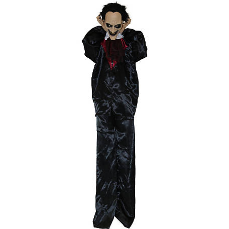 Haunted Hill Farm 5.6 ft. Fang Standing Vampire, Halloween Decoration, LED Red Eyes, Poseable, Battery Operated