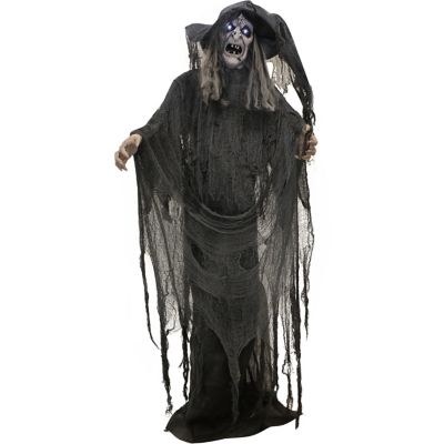 Haunted Hill Farm 69 in. Standing Witch Halloween Decoration, LED White Eyes, Battery Operated, Phoenix