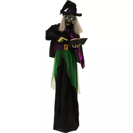 Haunted Hill Farm 6' Standing Witch Indoor/Outdoor Halloween Decor LED White Eyes Magda The Mad Decorative Outdoor Lighting