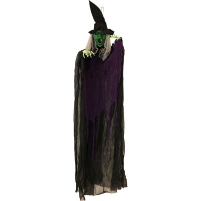 Haunted Hill Farm 6 ft. Outdoor Mary the Hanging Witch with Red LEDs Halloween Animatronic
