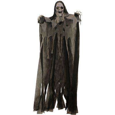 Haunted Hill Farm 6 ft. Hanging Witch, Indoor/Outdoor Halloween Decoration, Multicolor LED Eyes, Wicked Weaver