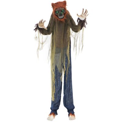 Haunted Hill Farm 5.2 ft. Standing Werewolf, Indoor/Outdoor Halloween Decoration, LED Green Eyes, Howler