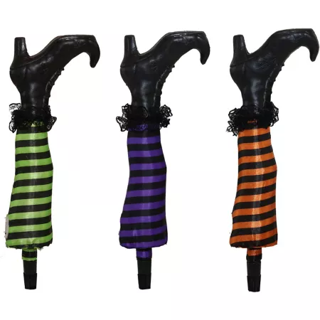 Haunted Hill Farm 19" Lighted Witch Stakes 3 Pack Halloween Lawn/Garden Decoration LED Battery Operated Halloween Yard Stakes