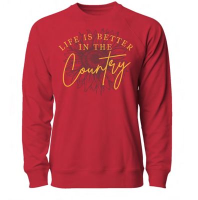 Goodie Two Sleeves Women's Life is Better Country Crew Fleece Sweater